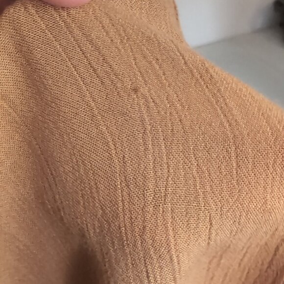 3/$20 Ardene Boho Peasant Top Off Shoulder Long Sleeve Tan Crochet Trim Blouse - Picture 10 of 12